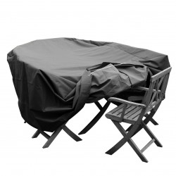 Housse de protection en forme de L pour meubles de jardin, patio,  imperméable, coupe-vent, avec sac de rangement pour extérieur (noir,  300x300x98 cm)