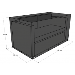 Housse Salon de Jardin 150x130x90cm Protection Bache Table de Jardin  Mobilier Extérieur Imperméable Coupe-Vent Anti