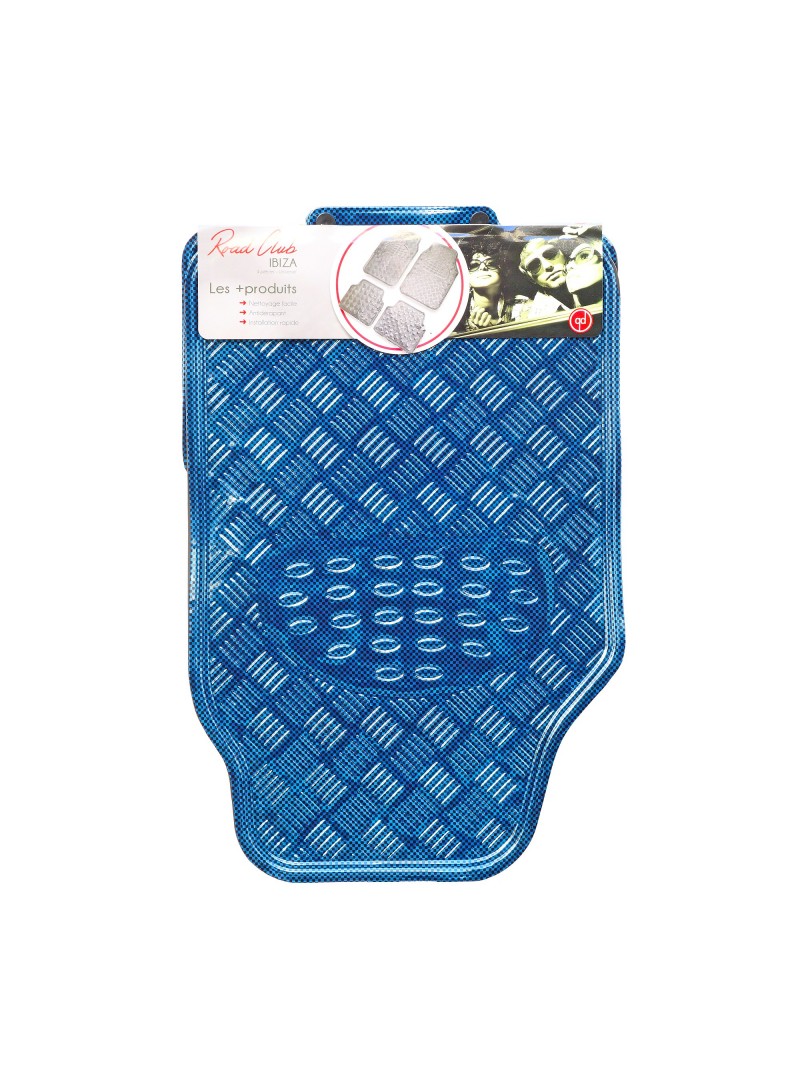  Tapis de sol auto universel pour voiture avant et arrière Bleu