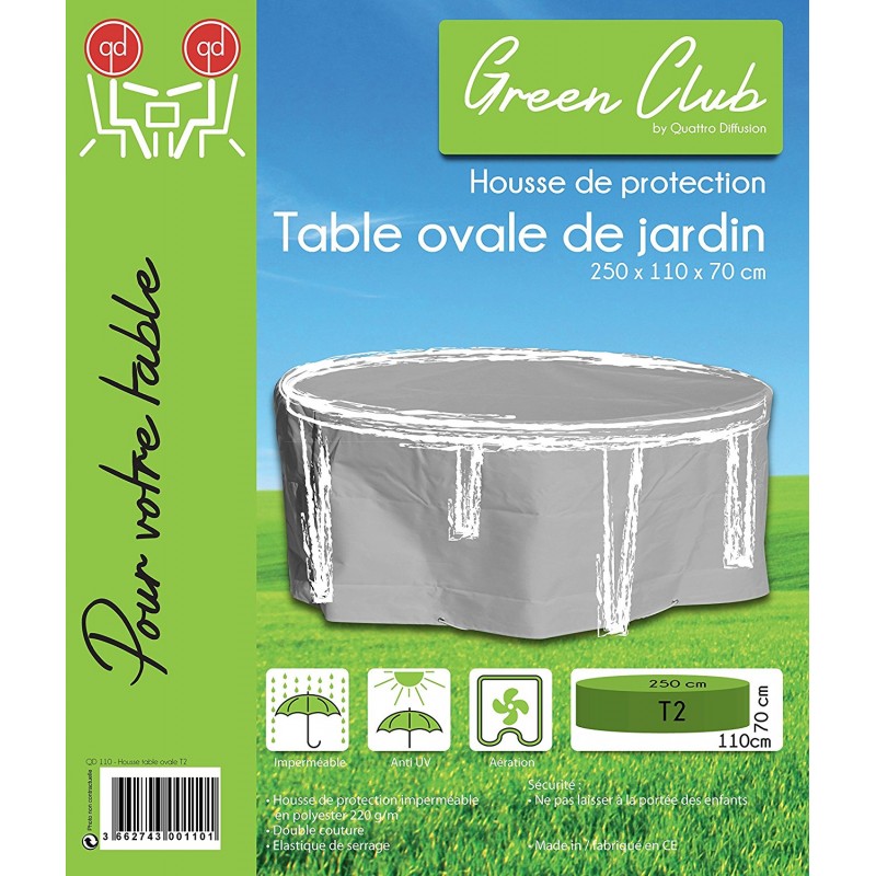 Housse De Protection Pour Table De Jardin Ovale - Taille 180x110x70h Cm, Tissu Condura 220g/m² - Gris Anthracite, élastiqué
