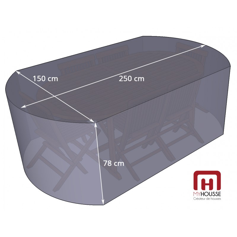 Housse de Protection sur mesure pour table de jardin ovale